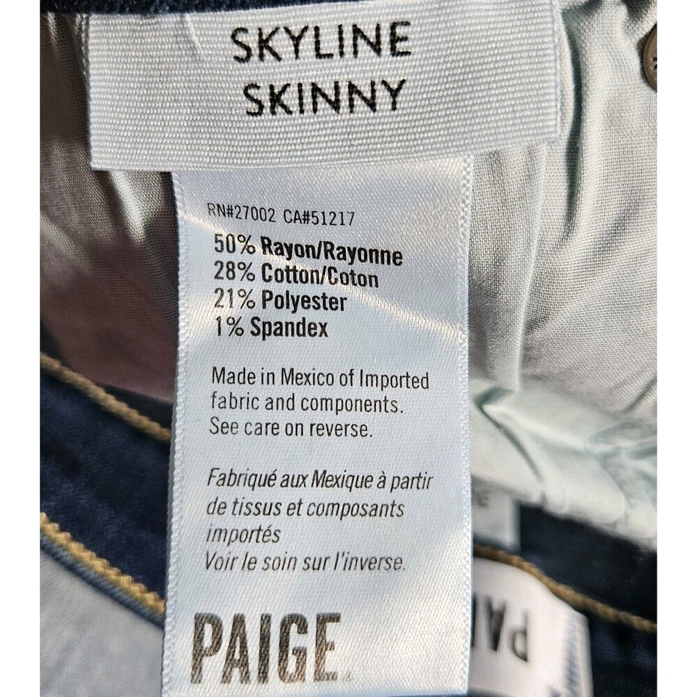 Paige Skyline Skinny Jeans Women's Size 31 Medium Wash Mid Rise Stretch Denim - Picture 7 of 11